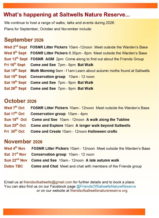 Friends of Saltwells Nature Reserve - October, November Events